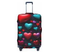 YHBLYKXP Reds Heart print Luggage cover, suitcase protector, elasticated protective sleeve, fits 18-32 inch suitcases, White, L