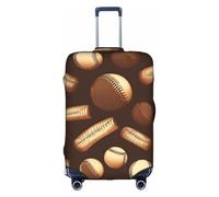 YHBLYKXP Retro Baseball Brown print Luggage cover, suitcase protector, elasticated protective sleeve, fits 18-32 inch suitcases, White, XL