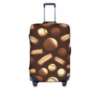 YHBLYKXP Retro Baseball Brown print Trolley case protective cover, Fashion Suitcase Protector Fits, hidden zipper, White, S