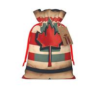 YHBLYKXP Retro Canada Flag pattern Drawstring Christmas bag, birthday Thanksgiving, anniversary and party present packaging