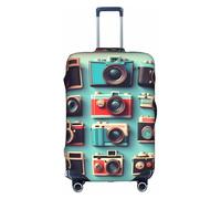 YHBLYKXP Retro Cool Camera Collection print Trolley case protective cover, Fashion Suitcase Protector Fits, hidden zipper, White, L