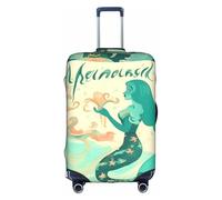 YHBLYKXP Retro Mermaid print Trolley case protective cover, Fashion Suitcase Protector Fits, hidden zipper, White, L