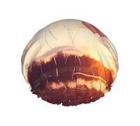 YHBLYKXP Romantic Heart Balloon print Adjustable double-layer shower cap, reusable women's spa salon shower cap