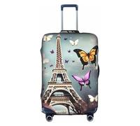 YHBLYKXP Romantic Paris Butterfly Eiffel print Trolley case protective cover, Fashion Suitcase Protector Fits, hidden zipper, White, S