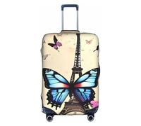 YHBLYKXP Romantic Paris Eiffel print Luggage cover, suitcase protector, elasticated protective sleeve, fits 18-32 inch suitcases, White, XL