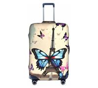 YHBLYKXP Romantic Paris Eiffel print Trolley case protective cover, Fashion Suitcase Protector Fits, hidden zipper, White, S
