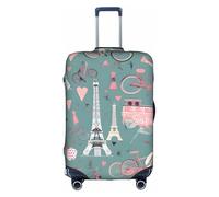 YHBLYKXP Romantic Paris Eiffel Tower Bycicle print Luggage cover, suitcase protector, elasticated protective sleeve, fits 18-32 inch suitcases, White, L