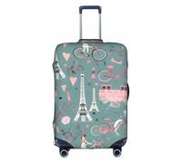 YHBLYKXP Romantic Paris Eiffel Tower Bycicle print Trolley case protective cover, Fashion Suitcase Protector Fits, hidden zipper, White, XL