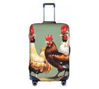 YHBLYKXP Rooster and Chicken Print print Trolley case protective cover, Fashion Suitcase Protector Fits, hidden zipper, White, XL
