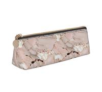 YHBLYKXP Rose Gold Marble print Triangle leather stationery storage bag, portable makeup bag, daily small item storage, White, One Size, Lightweight