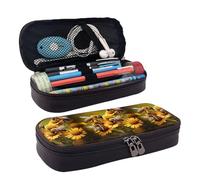 YHBLYKXP Rural Honey Bees flowers print Leather Flap Cosmetic Bag, Toiletry Organizer, Zipper Coin Purse, Cosmetic Case, Black, One Size