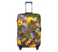 YHBLYKXP Rural Honey Bees Wildflowers print Trolley case protective cover, Fashion Suitcase Protector Fits, hidden zipper, White, XL