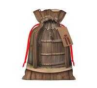 YHBLYKXP Rustic Stall Wooden Door Drawstring Christmas bag, birthday Thanksgiving, anniversary and party present packaging