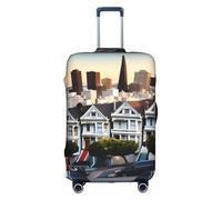YHBLYKXP san francisco print Trolley case protective cover, Fashion Suitcase Protector Fits, hidden zipper, White, L