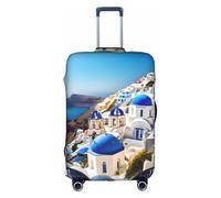 YHBLYKXP Santorini Greek Island sea View print Trolley case protective cover, Fashion Suitcase Protector Fits, hidden zipper, White, XL