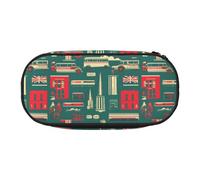YHBLYKXP Scottish retro print Oxford cloth pencil case with ordered mesh compartments - a practical choice or travel