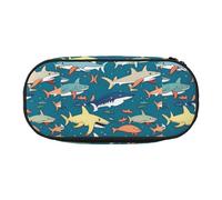 YHBLYKXP Shark sailing print Oxford cloth pencil case with ordered mesh compartments - a practical choice or travel