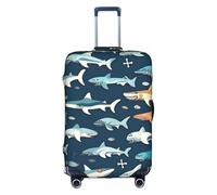 YHBLYKXP sharks nautical print Luggage cover, suitcase protector, elasticated protective sleeve, fits 18-32 inch suitcases, White, M