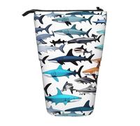 YHBLYKXP Sharks pattern print Vertical retractable pencil case, Storage bag, fit for office travel and daily carrying