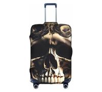 YHBLYKXP Skull Rock Roll Skeleton Bone print Luggage cover, suitcase protector, elasticated protective sleeve, fits 18-32 inch suitcases, White, L