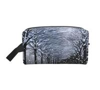 YHBLYKXP Snow Falling in The Park print Large capacity travel grooming storage bag, portable makeup bag, daily storage bag
