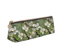 YHBLYKXP Spring Dogwood Blossoms print Triangle leather stationery storage bag, portable makeup bag, daily small item storage, White, One Size, Lightweight
