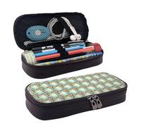 YHBLYKXP Spring Happy Easter Holiday print Leather Flap Pencil Case,Toiletry Organizer,Zipper Coin Purse, Black