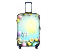 YHBLYKXP Spring Happy Easter Holiday print Trolley case protective cover, Fashion Suitcase Protector Fits, hidden zipper, White, XL