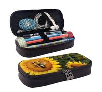 YHBLYKXP Sunflower Bees print Leather Flap Cosmetic Bag, Toiletry Organizer, Zipper Coin Purse, Cosmetic Case, Black, One Size