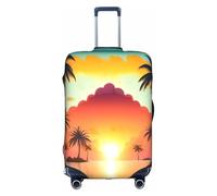 YHBLYKXP Sunrise Tropical Palm Tree Island print Luggage cover, suitcase protector, elasticated protective sleeve, fits 18-32 inch suitcases, White, L