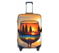 YHBLYKXP Sunset Wine Glass print Luggage cover, suitcase protector, elasticated protective sleeve, fits 18-32 inch suitcases, White, XL