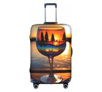 YHBLYKXP Sunset Wine Glass print Trolley case protective cover, Fashion Suitcase Protector Fits, hidden zipper, White, L