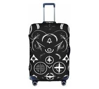 YHBLYKXP Supernatural Symbols Black print Trolley case protective cover, Fashion Suitcase Protector Fits, hidden zipper, White, S