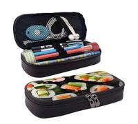 YHBLYKXP Sushi Dill Pickles print Leather Flap Cosmetic Bag, Toiletry Organizer, Zipper Coin Purse, Cosmetic Case, Black, Black, One Size