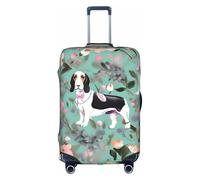 YHBLYKXP Sweet Basset Hound Florals print Trolley case protective cover, Fashion Suitcase Protector Fits, hidden zipper, White, M