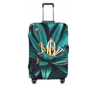 YHBLYKXP Teal Lily print Luggage cover, suitcase protector, elasticated protective sleeve, fits 18-32 inch suitcases, White, M