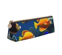 YHBLYKXP The Underwater World Tropical Fish print Triangle leather stationery storage bag, portable makeup bag, daily small item storage, White, One Size, Lightweight