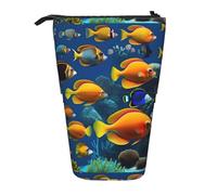 YHBLYKXP The Underwater World Tropical Fish print Vertical retractable pencil case, Storage bag, fit for office travel and daily carrying