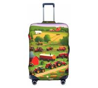 YHBLYKXP Tractor farm print Trolley case protective cover, Fashion Suitcase Protector Fits, hidden zipper, White, M