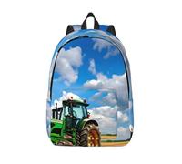 YHBLYKXP Tractor under blue sky and white clouds print Duffel Bag, Lightweight Duffel Bag, Casual Backpack, 17.7 x 6.3 x 12.2 inches, Black, S