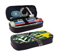 YHBLYKXP Tropical Banana Palm Leaves print Leather Flap Cosmetic Bag, Toiletry Organizer, Zipper Coin Purse, Cosmetic Case, Black, One Size