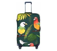 YHBLYKXP Tropical Birds and Plant Leaf print Luggage cover, suitcase protector, elasticated protective sleeve, fits 18-32 inch suitcases, White, XL