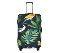 YHBLYKXP Tropical Birds Plant Leaf print Luggage cover, suitcase protector, elasticated protective sleeve, fits 18-32 inch suitcases, White, L