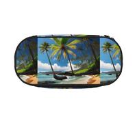 YHBLYKXP Tropical Palm Tree Hawaii Beach print Oxford cloth pencil case with ordered mesh compartments - a practical choice or travel
