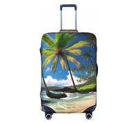 YHBLYKXP Tropical Palm Tree Hawaii Beach print Trolley case protective cover, Fashion Suitcase Protector Fits, hidden zipper, White, L
