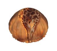 YHBLYKXP Two Giraffe Running on The Barren print Adjustable double-layer shower cap, reusable women's spa salon shower cap