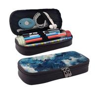 YHBLYKXP WITHIN THE TIDES print Leather Flap Pencil Case,Toiletry Organizer,Zipper Coin Purse, Black