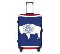YHBLYKXP Wyoming State Flag print Luggage cover, suitcase protector, elasticated protective sleeve, fits 18-32 inch suitcases, White, S