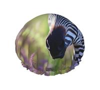 YHBLYKXP Zebra Stripes print Adjustable double-layer shower cap, reusable women's spa salon shower cap