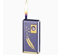 YHBNJIGW Butane Torch Lighter, Silent Ignition, Windproof, Adjustable Flame, Metal, Zinc Alloy, Purple